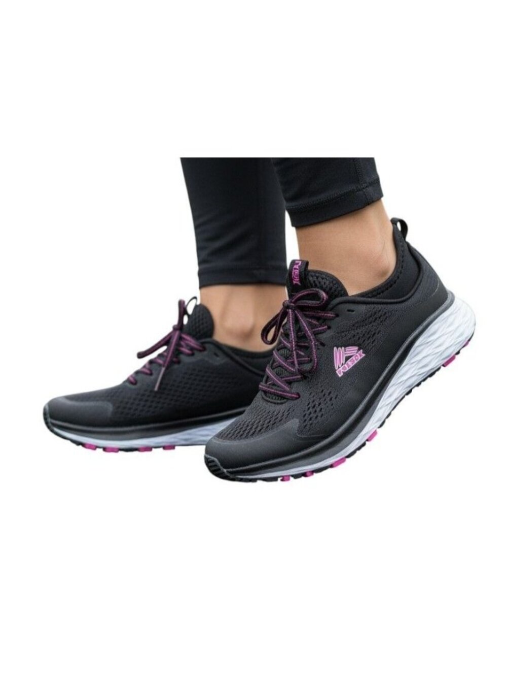 RBX Coast ML Sneakers Womens Size 6 Black Pink Mesh Lace Up Comfort Shoes NWOB